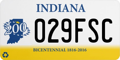 IN license plate 029FSC