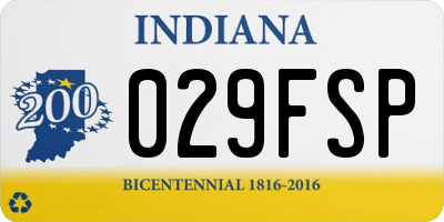 IN license plate 029FSP