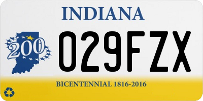 IN license plate 029FZX