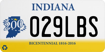 IN license plate 029LBS