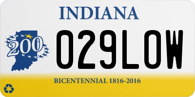 IN license plate 029LOW