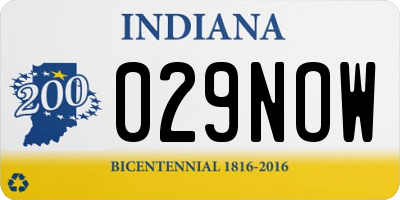 IN license plate 029NOW