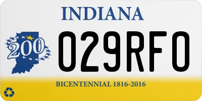 IN license plate 029RFO