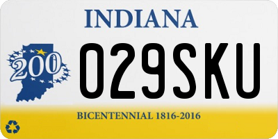 IN license plate 029SKU