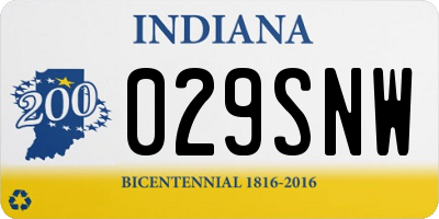 IN license plate 029SNW