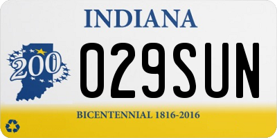 IN license plate 029SUN