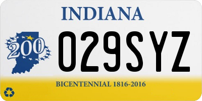 IN license plate 029SYZ