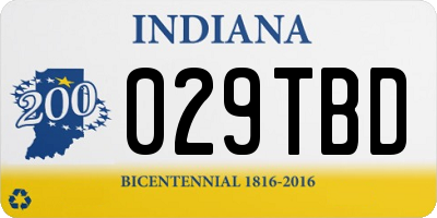 IN license plate 029TBD