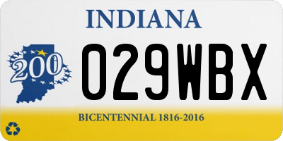 IN license plate 029WBX