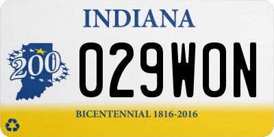 IN license plate 029WON