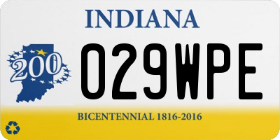 IN license plate 029WPE