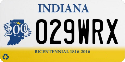 IN license plate 029WRX