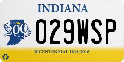 IN license plate 029WSP