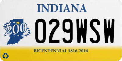 IN license plate 029WSW