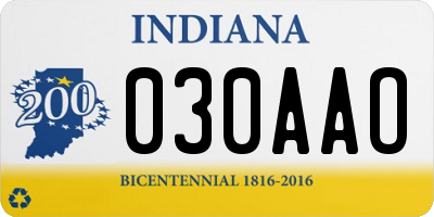 IN license plate 030AAO