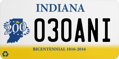 IN license plate 030ANI
