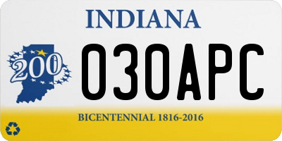 IN license plate 030APC