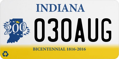 IN license plate 030AUG