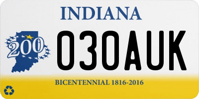 IN license plate 030AUK
