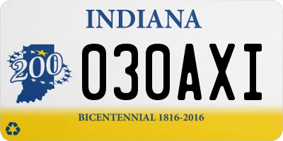 IN license plate 030AXI