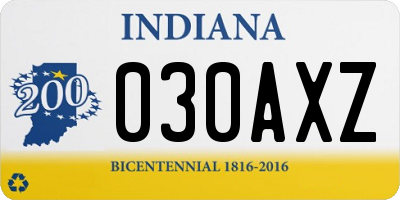 IN license plate 030AXZ