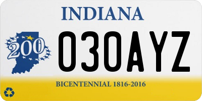 IN license plate 030AYZ
