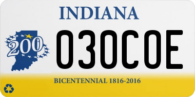 IN license plate 030COE