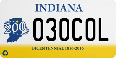 IN license plate 030COL