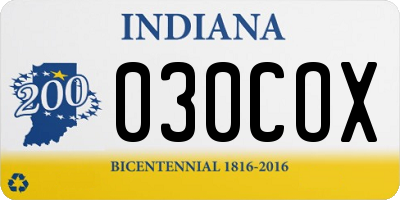 IN license plate 030COX
