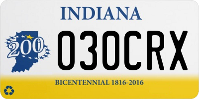 IN license plate 030CRX