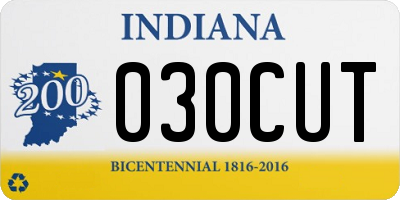 IN license plate 030CUT