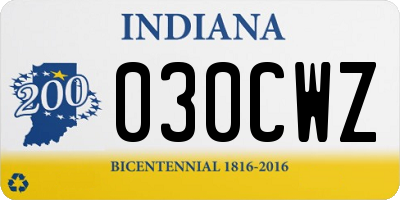 IN license plate 030CWZ