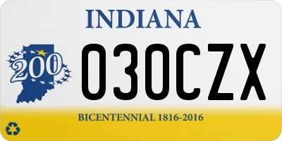 IN license plate 030CZX