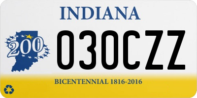 IN license plate 030CZZ