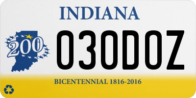 IN license plate 030DOZ