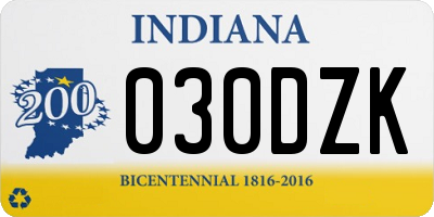 IN license plate 030DZK