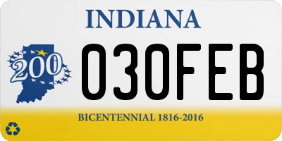 IN license plate 030FEB