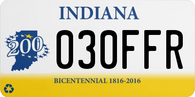IN license plate 030FFR