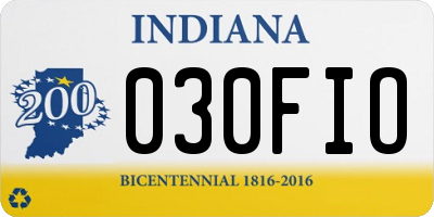 IN license plate 030FIO