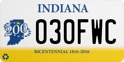 IN license plate 030FWC