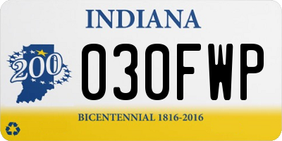 IN license plate 030FWP