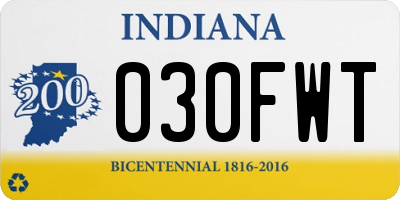 IN license plate 030FWT