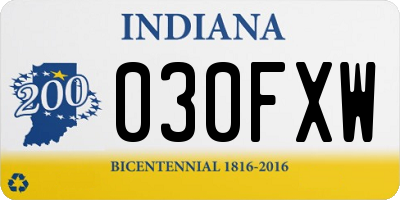 IN license plate 030FXW