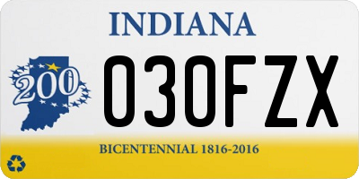 IN license plate 030FZX