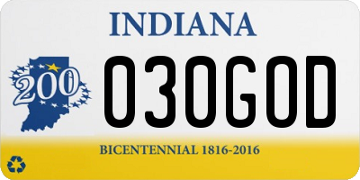 IN license plate 030GOD