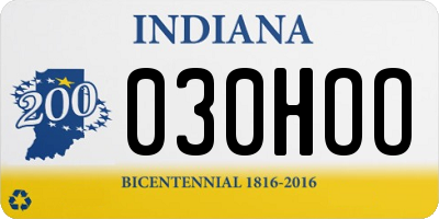 IN license plate 030HOO