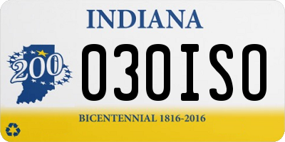IN license plate 030ISO