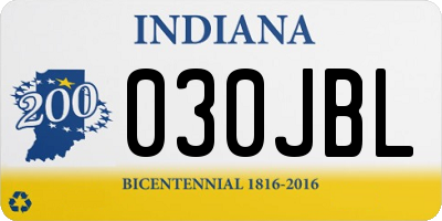 IN license plate 030JBL