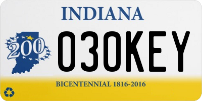 IN license plate 030KEY