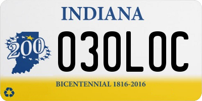 IN license plate 030LOC